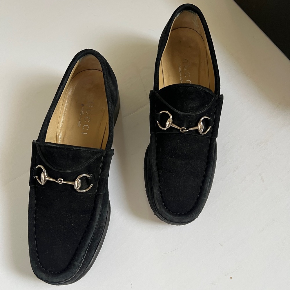 Gucci Black Suede Horsebit Slip-On Loafers - Picture 5 of 12